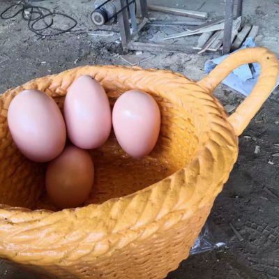 不锈钢鸡蛋篮子雕塑 厂家加工鸡蛋篮子雕塑 
