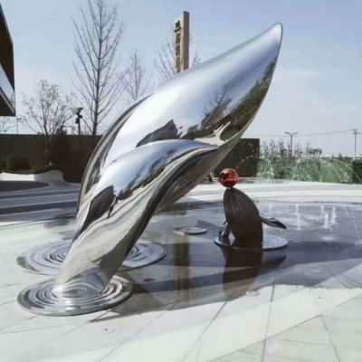 不锈钢镜面海豚雕塑 海洋生物雕塑制作厂家